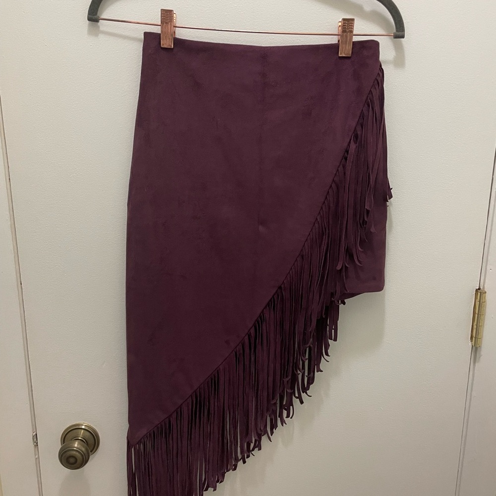 Express Fringed Purple Skirt - Picture 3 of 4